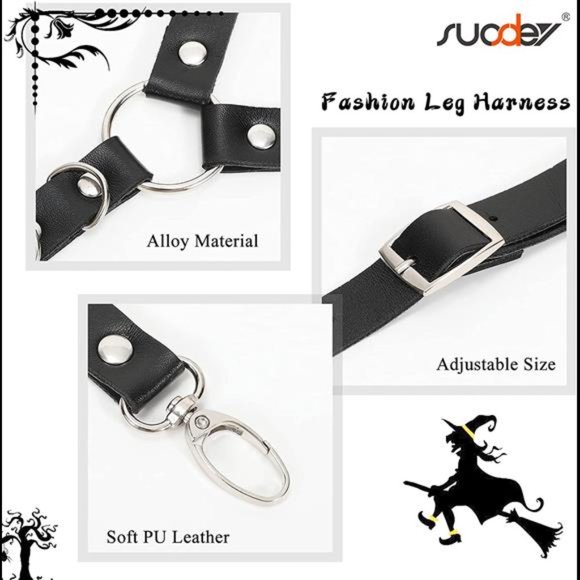 Punk Black Waist Chain Belt SUOSDEY Leather Layered Body Chains main image 7